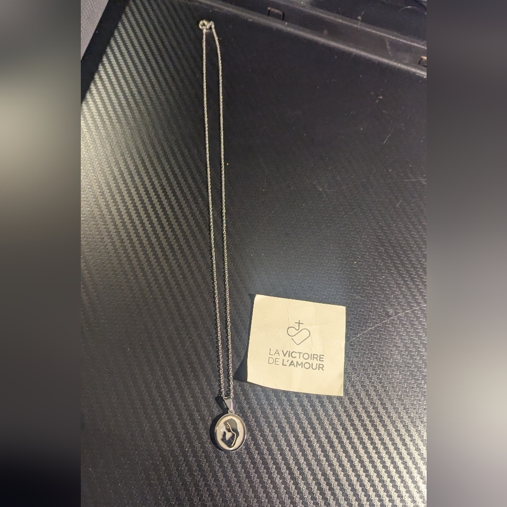 Silver Tone Virgin Mary Necklace